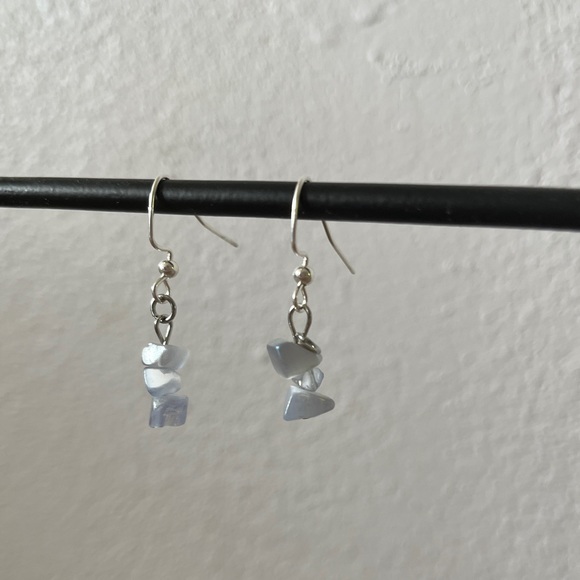 HANDMADE Baby Blue Stacked Stone Earrings - Picture 2 of 3